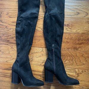 Thigh high faux suede boot